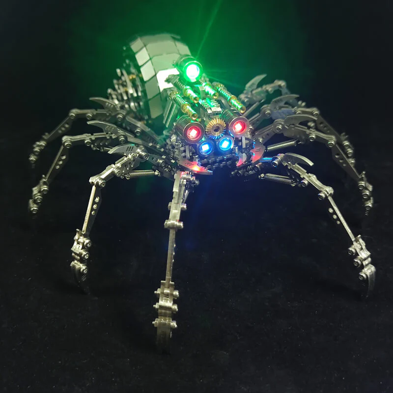 3D metal mechanical spider with colored lights rotatable puzzle model kit - Image 16