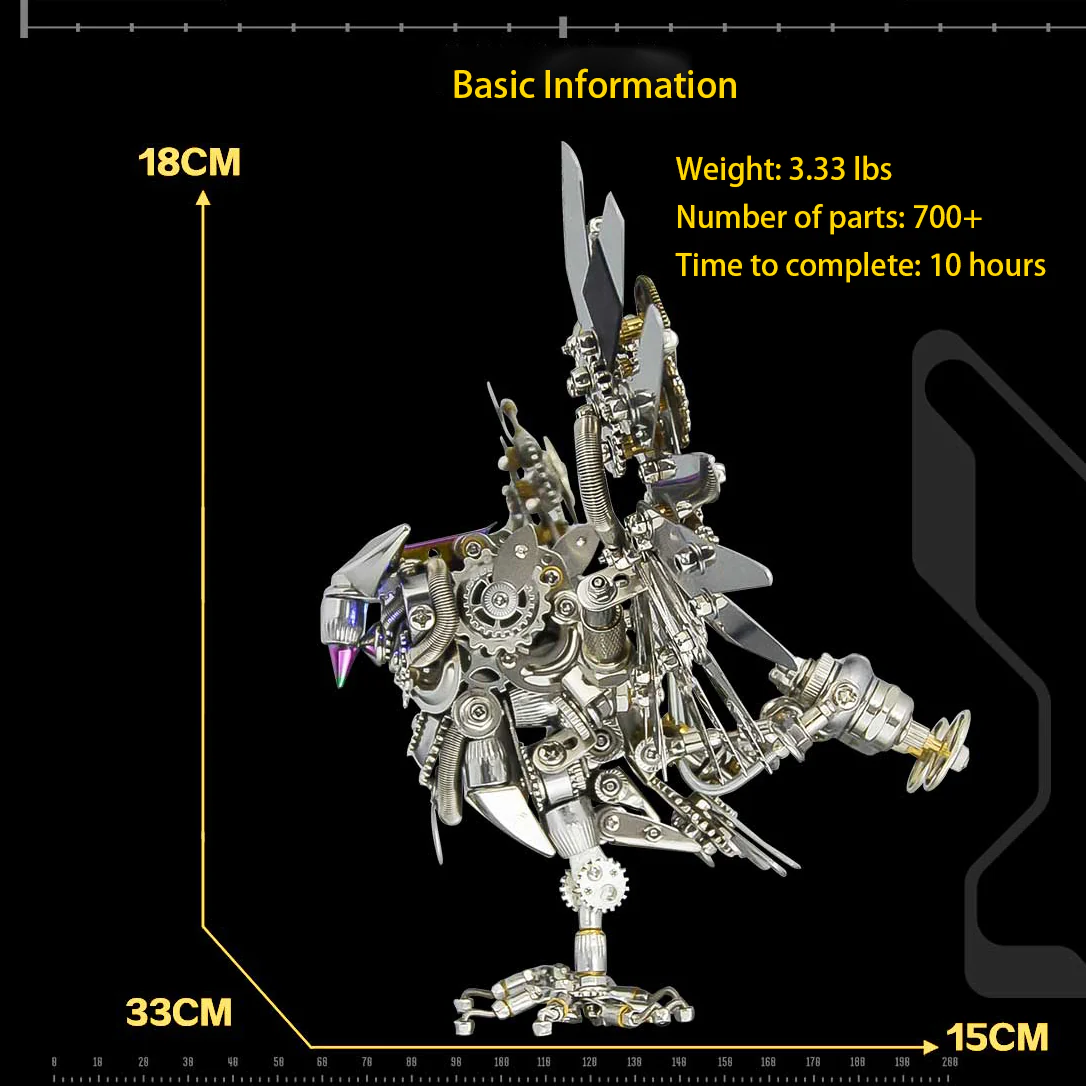 Owl Steampunk 3D Metal Puzzle Kit Animal Series for Adults - Image 16