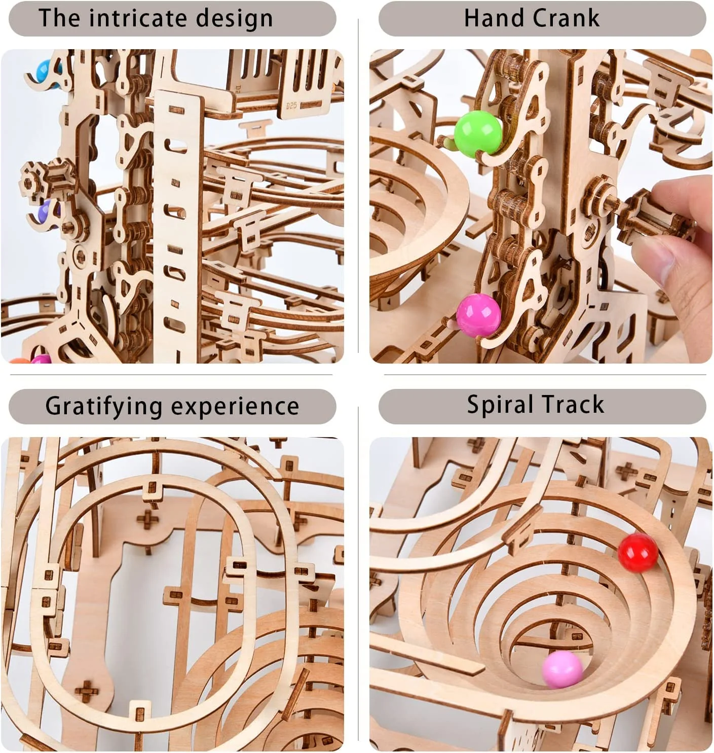 335PCS 3D Wooden Puzzle Marble Run Chain Model Kit Creative Gift - Image 2