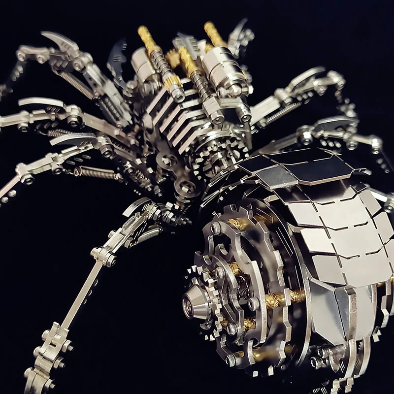 3D metal mechanical spider with colored lights rotatable puzzle model kit - Image 12