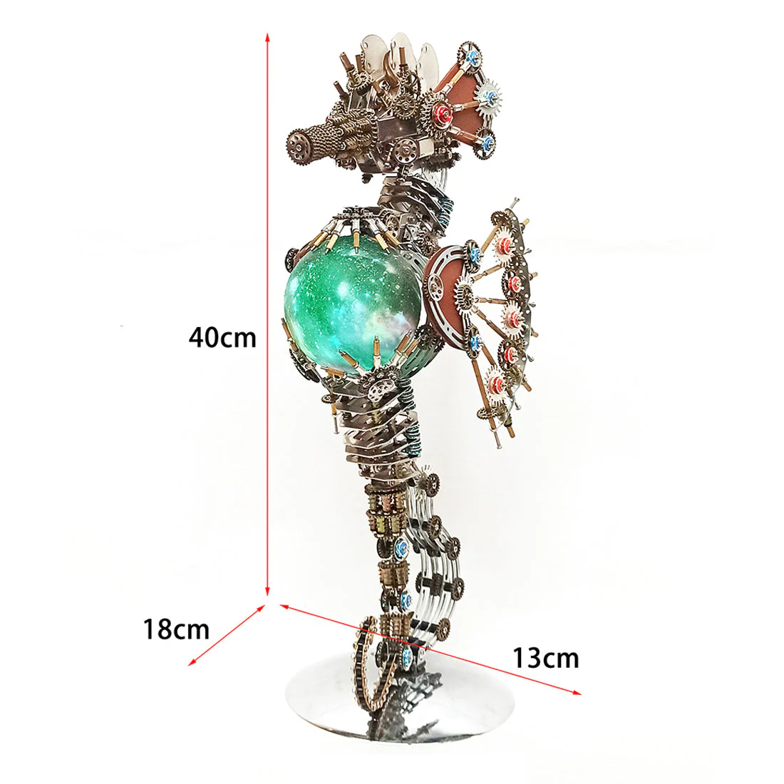 2100PCS Steampunk Seahorse Puzzle 3D DIY Model Kit with Planet Lights - Image 11