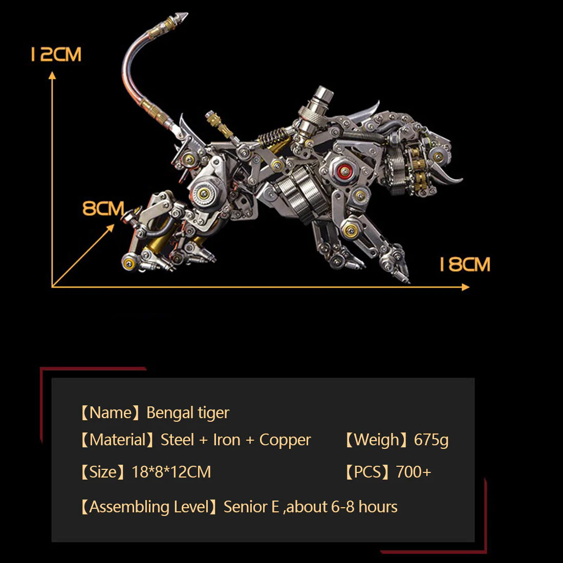 Bengal Tiger 3D Metal Assembly Model Kits 700+ Pieces Create an Animal Series - Image 17