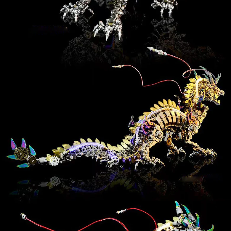 1300PCS 3D Metal DIY Realistic Chinese Dragon Model Kit Ancient Mythical Beasts - Image 3
