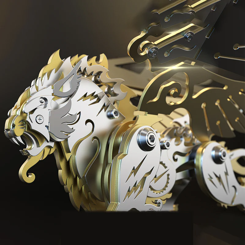 3D metal mechanical tiger with wings mythical creature model kit - Image 13