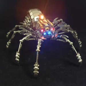 3D metal mechanical spider with colored lights rotatable puzzle model kit