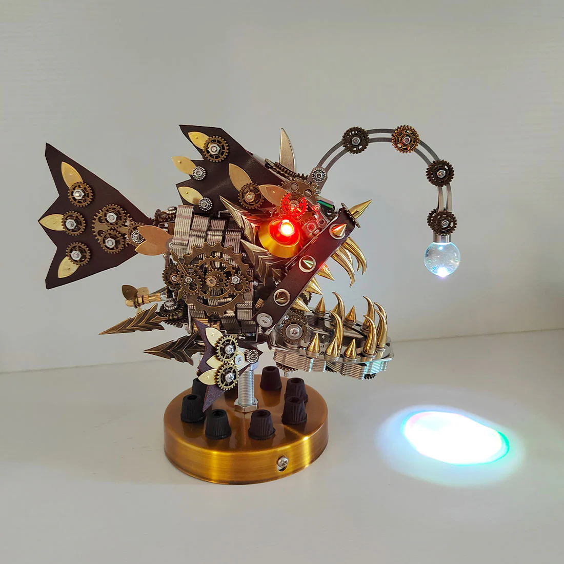 Steampunk Anglerfish 3D Metal Puzzle Model Kit with Base - Image 2