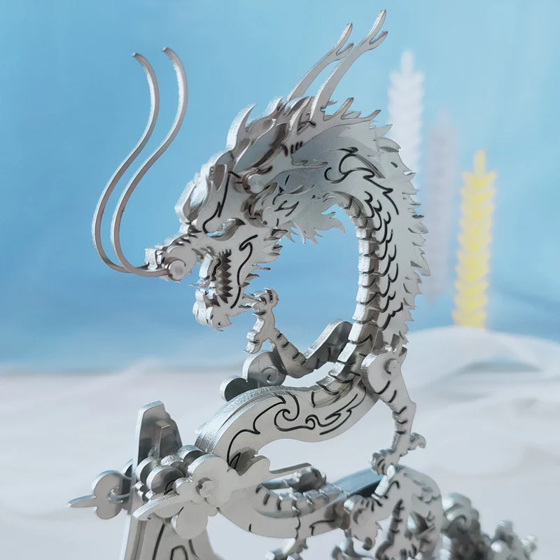 3D DIY Metal Puzzle Dragon on the Mountain Mythical Creature Model Kit - Image 10