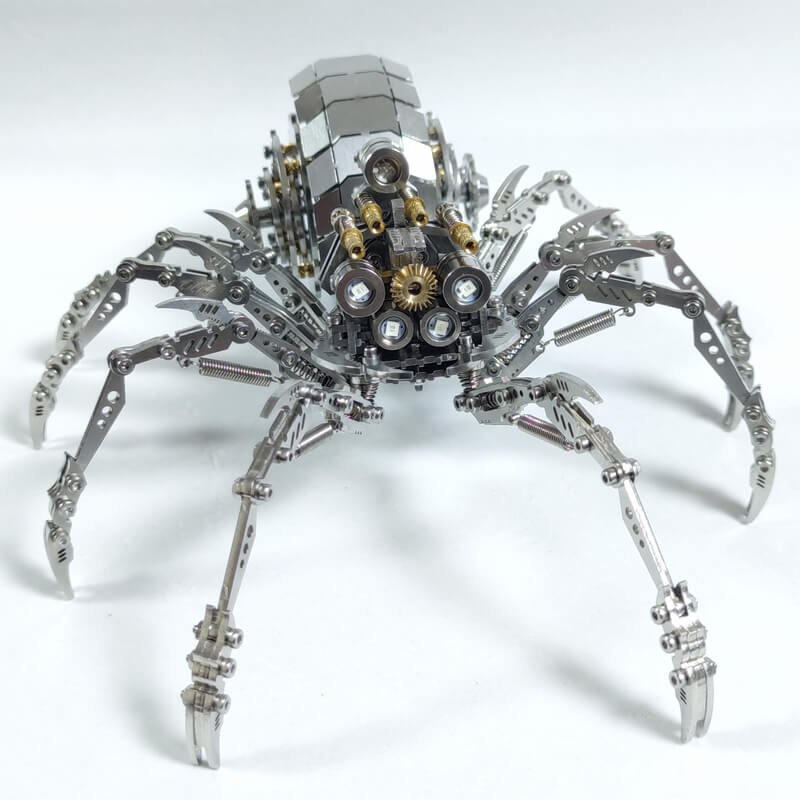 3D metal mechanical spider with colored lights rotatable puzzle model kit - Image 14
