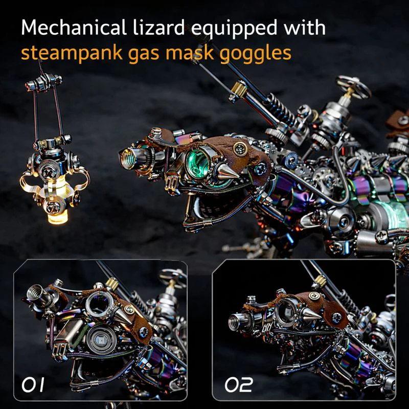 Steampunk Mechanical Chameleon 3D Metal Puzzle Model Kit for Adults - Image 11