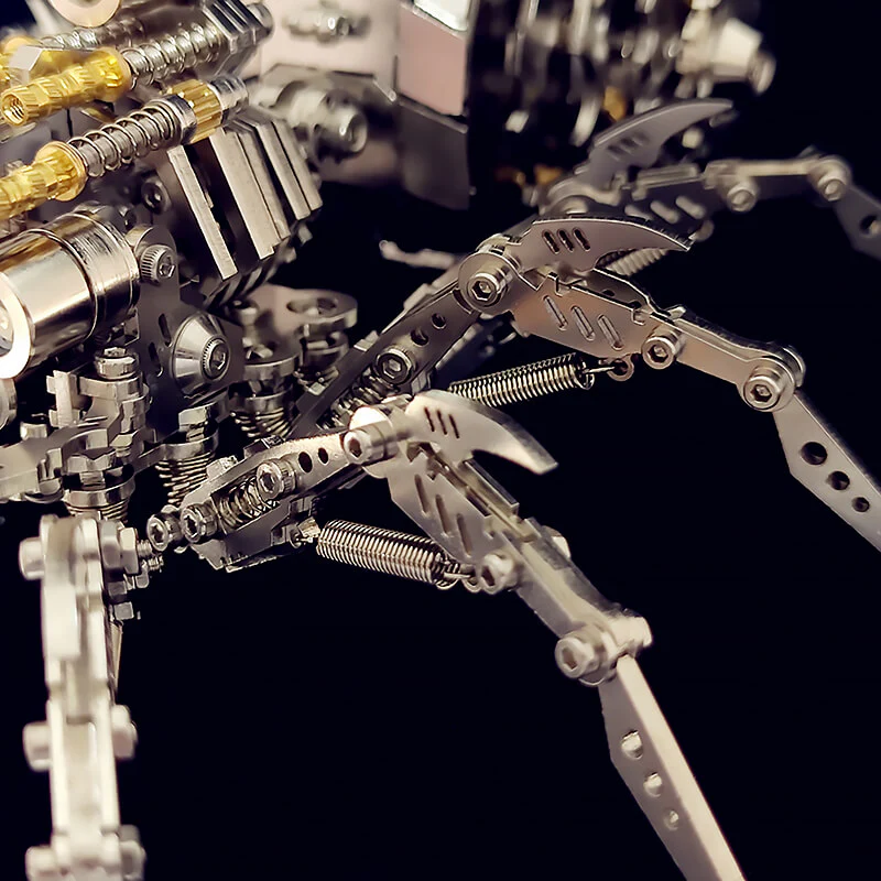 3D metal mechanical spider with colored lights rotatable puzzle model kit - Image 9