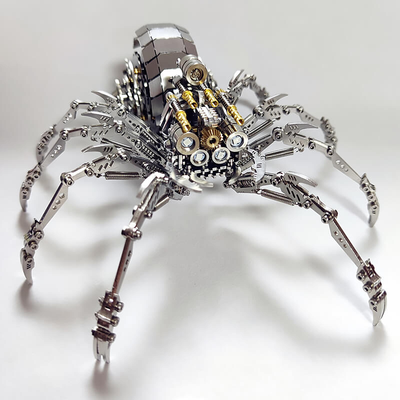 3D metal mechanical spider with colored lights rotatable puzzle model kit - Image 13
