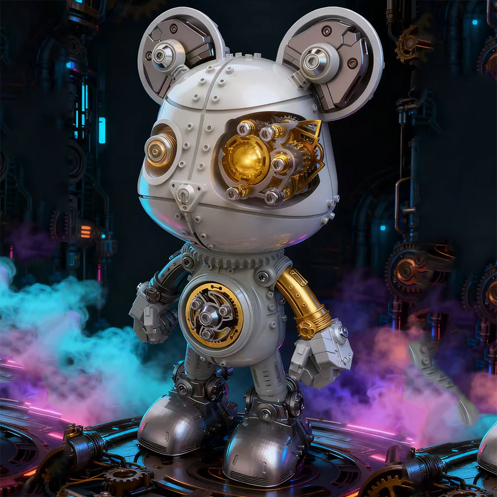 Cyberpunk Mecha Bear 3D Metal Assembly Model Kit - Image 2