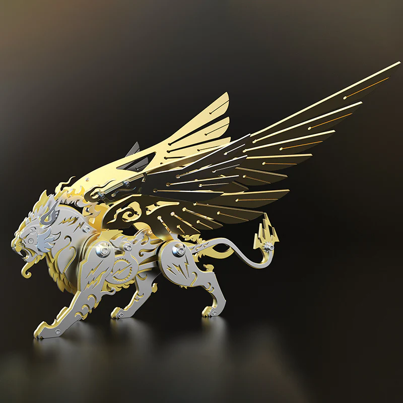3D metal mechanical tiger with wings mythical creature model kit - Image 5