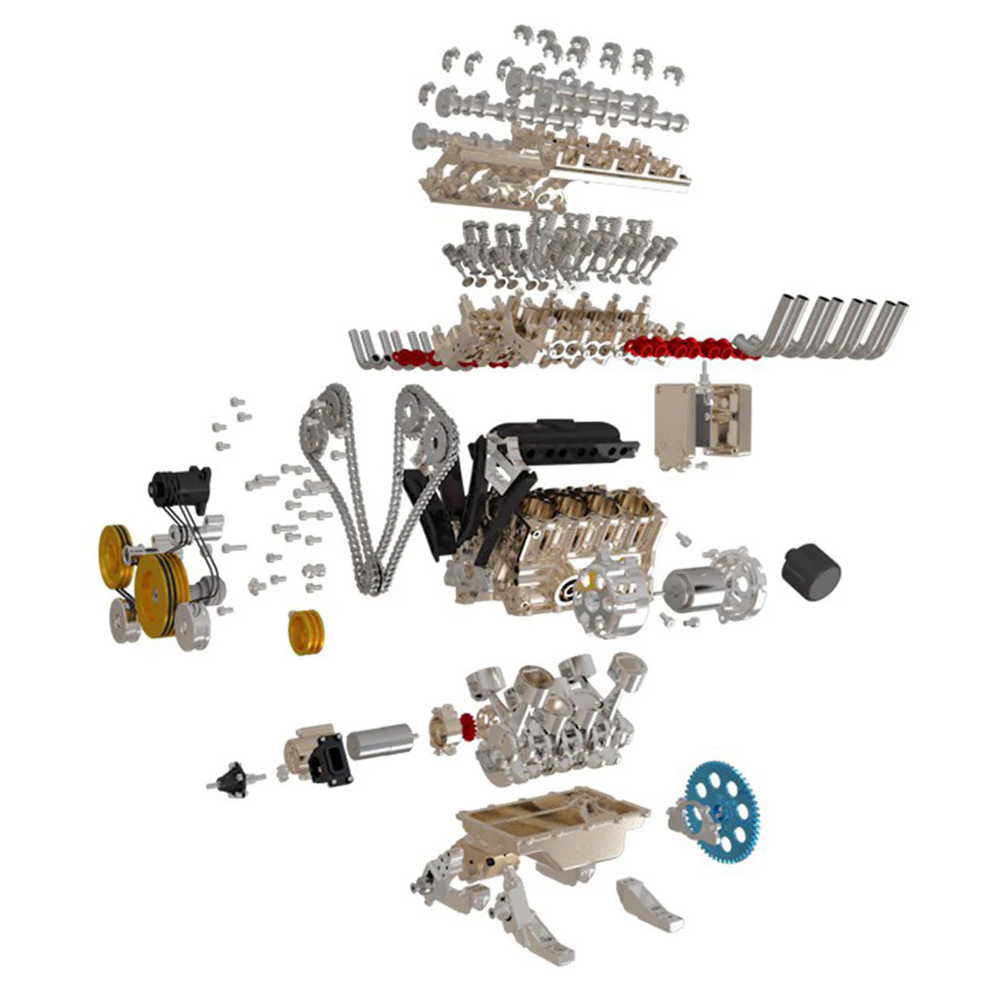 v8 engine 3d metal mechanical science experiment 500 piece model kit - Image 22