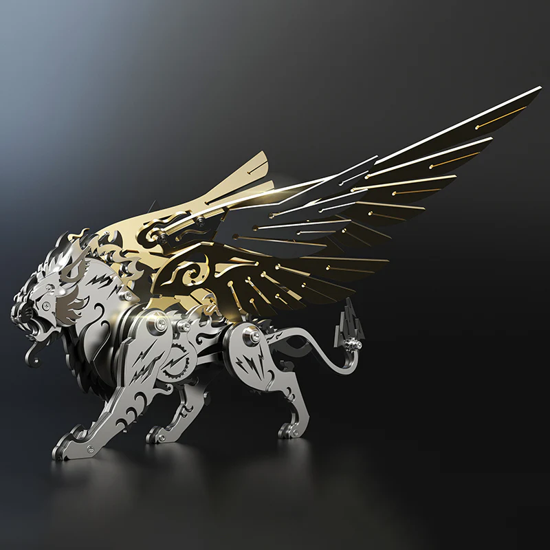 3D metal mechanical tiger with wings mythical creature model kit - Image 9