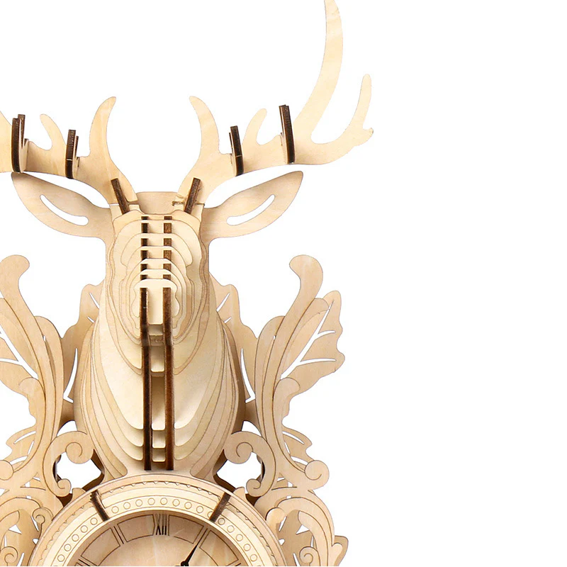 3D DIY Elk Model Kit Alarm Clock Decoration Gift - Image 2