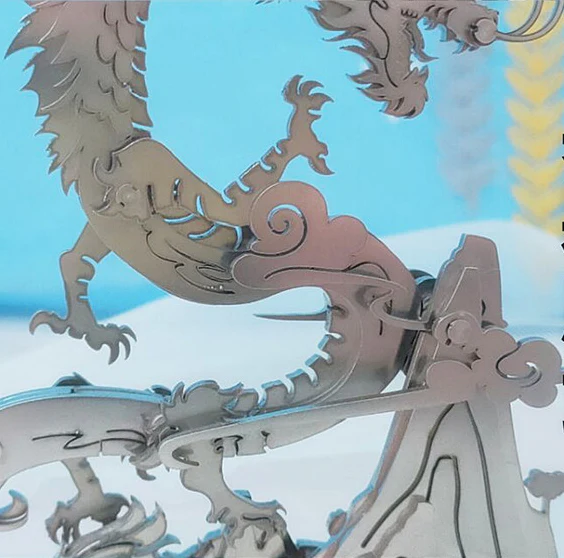 3D DIY Metal Puzzle Dragon on the Mountain Mythical Creature Model Kit - Image 15