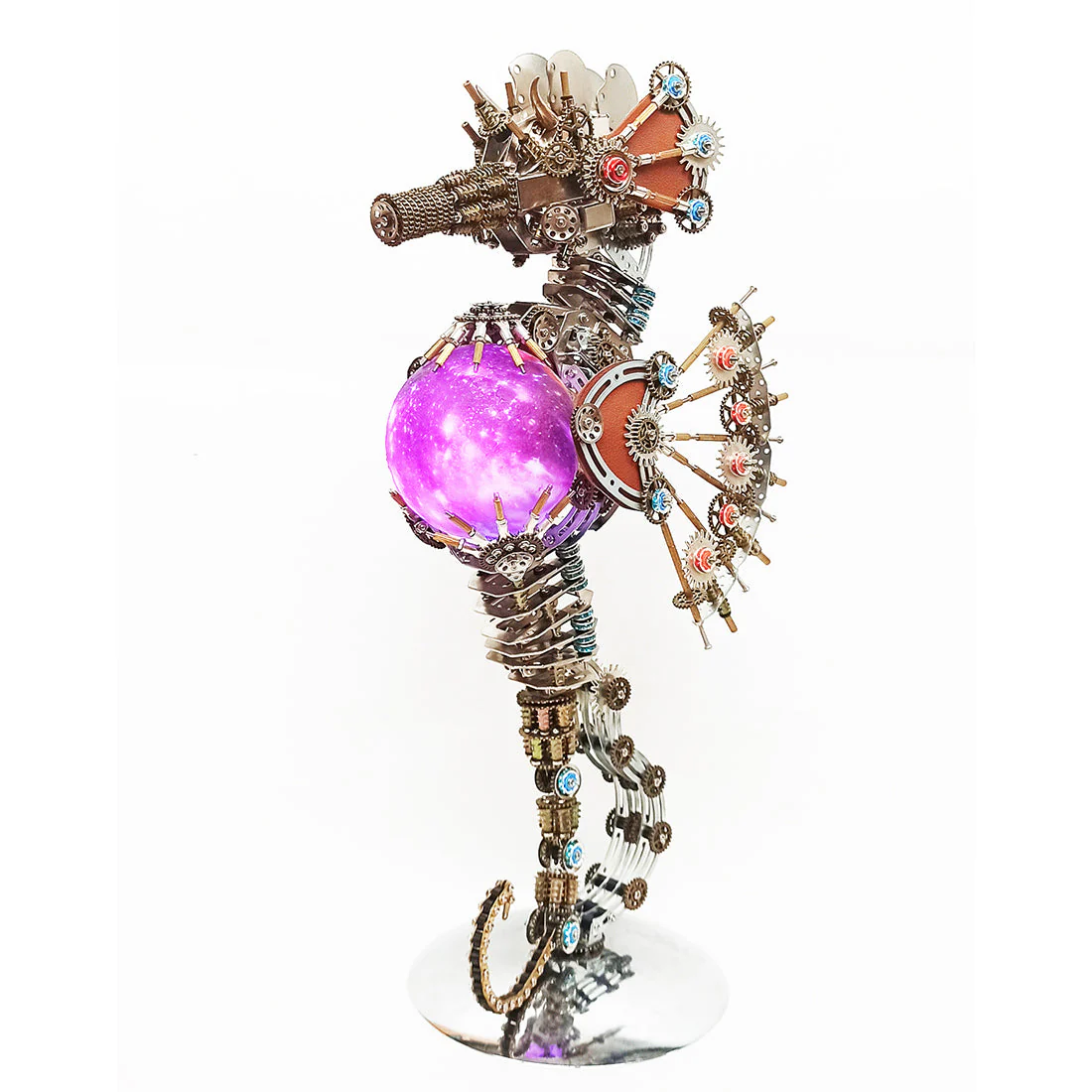 2100PCS Steampunk Seahorse Puzzle 3D DIY Model Kit with Planet Lights - Image 10