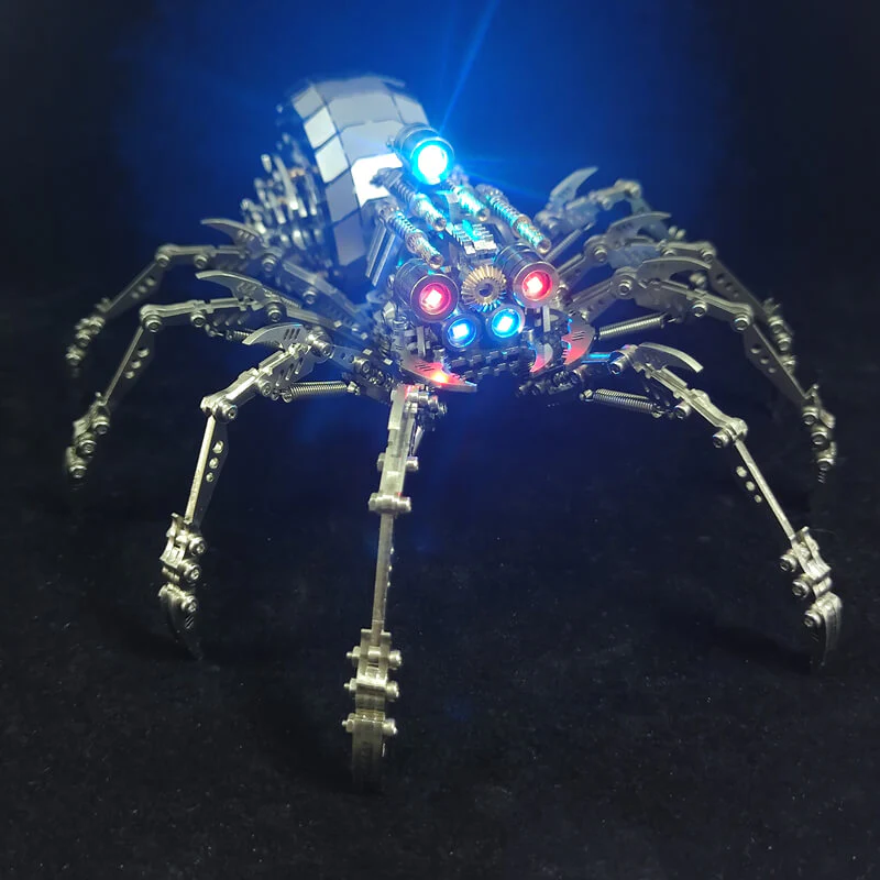 3D metal mechanical spider with colored lights rotatable puzzle model kit - Image 5