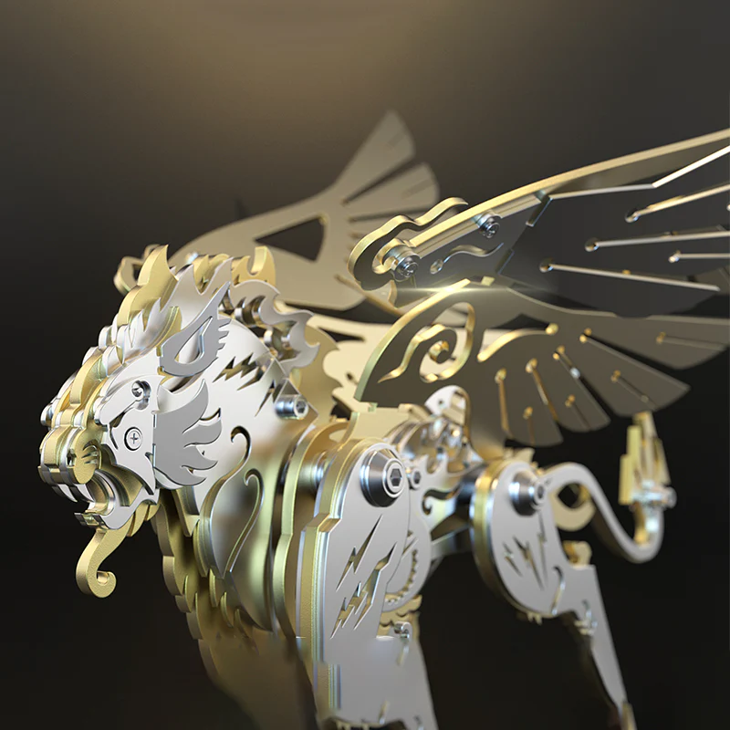 3D metal mechanical tiger with wings mythical creature model kit - Image 3