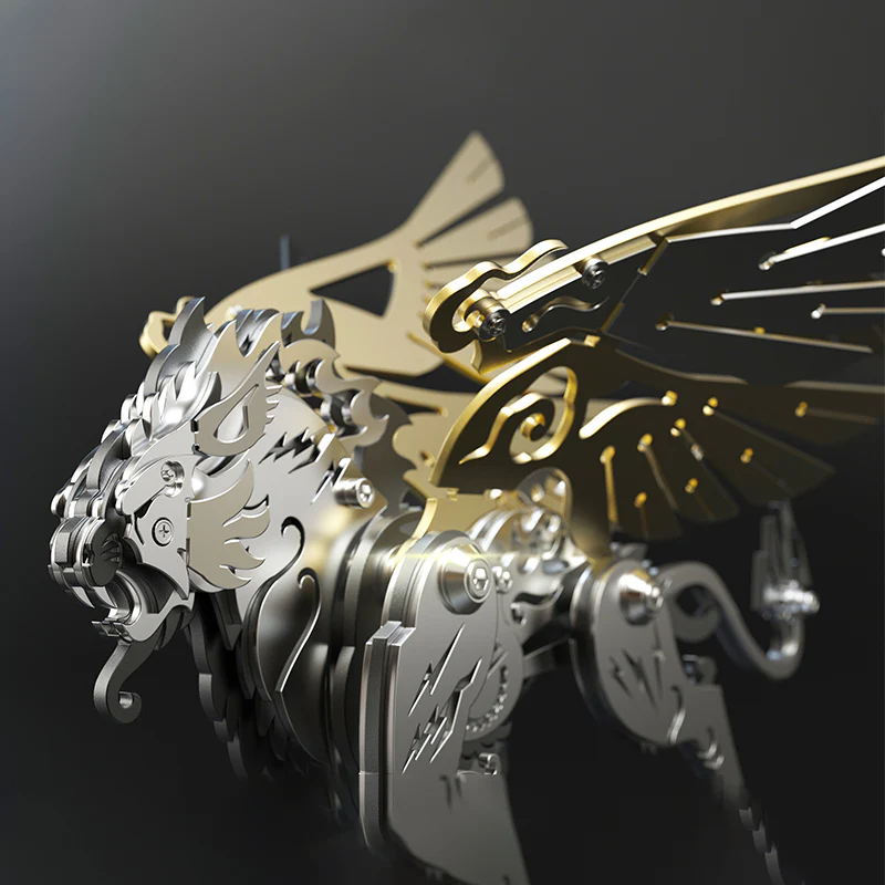 3D metal mechanical tiger with wings mythical creature model kit - Image 10