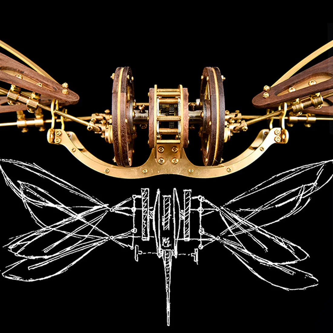 Collectable Dynamic Mechanical Mystery Dragonfly DIY Metal Wooden 3D Aircraft Puzzle Model - Image 2