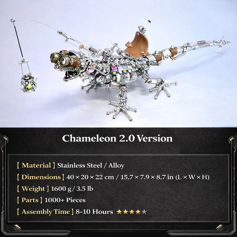 Steampunk Mechanical Chameleon 3D Metal Puzzle Model Kit for Adults - Image 14