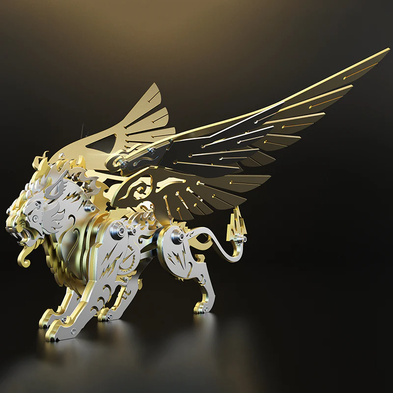 3D metal mechanical tiger with wings mythical creature model kit - Image 12