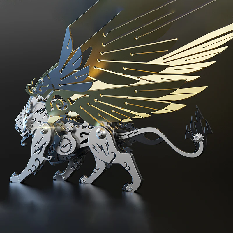 3D metal mechanical tiger with wings mythical creature model kit - Image 11