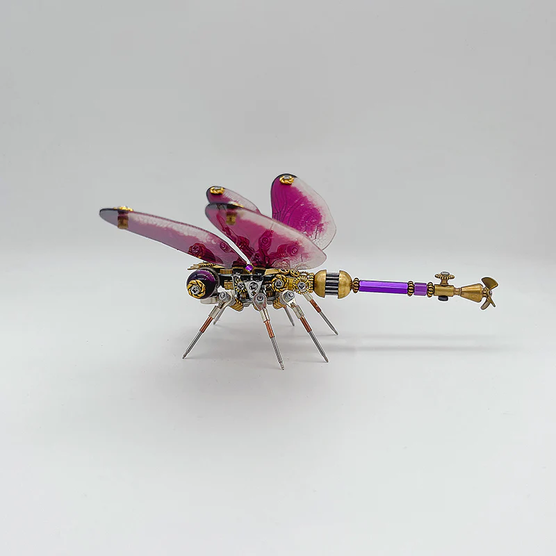 steampunk purple-red dragonfly metal puzzle model kit - Image 4