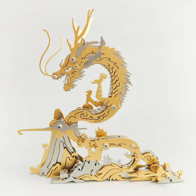 3D DIY Metal Puzzle Dragon on the Mountain Mythical Creature Model Kit - Image 4