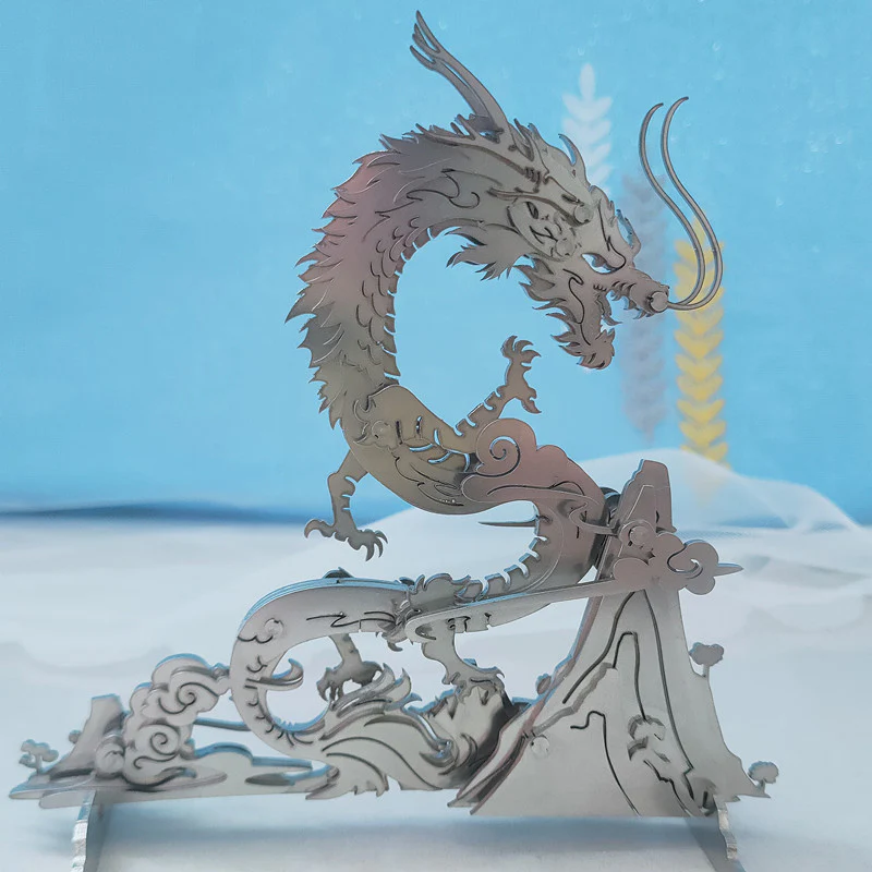 3D DIY Metal Puzzle Dragon on the Mountain Mythical Creature Model Kit - Image 11