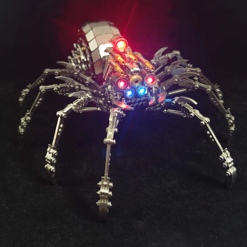 3D metal mechanical spider with colored lights rotatable puzzle model kit - Image 15